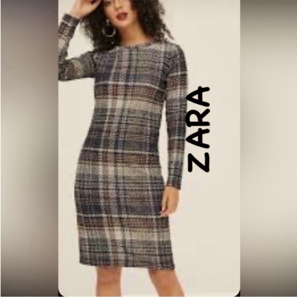 ZARA Women's Multicolor Plaid Dress